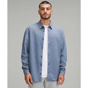 Lululemon Commission Enzyme Dye Mineral Blue Button Front Shirt Mens Large?